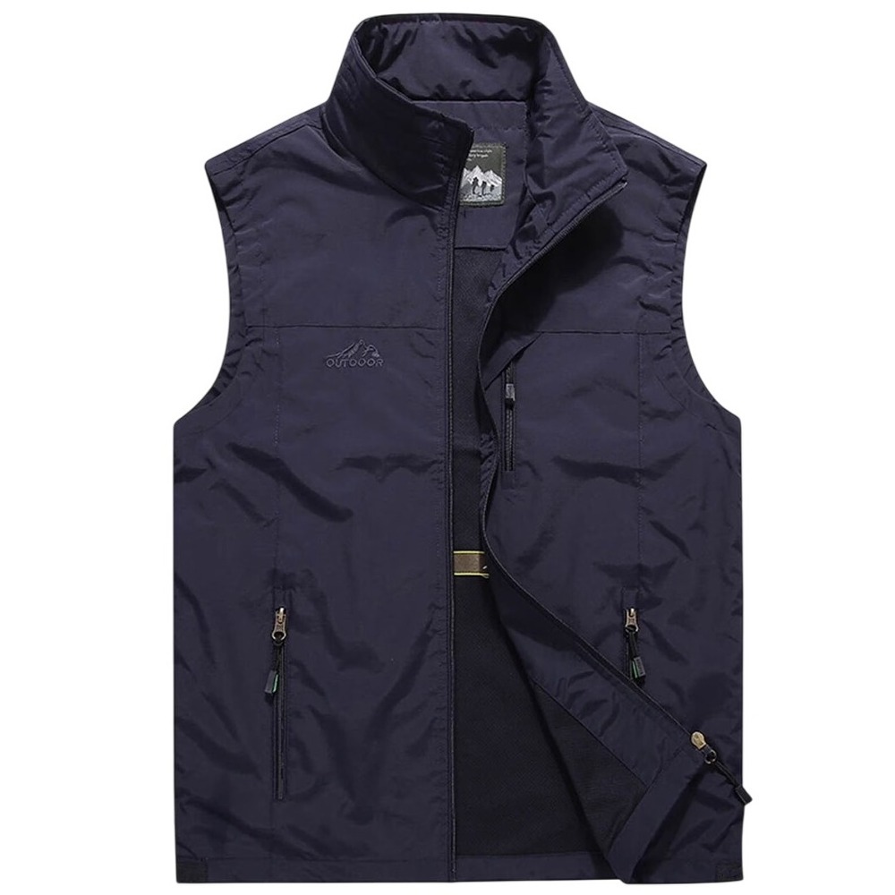 Outdoor Sports Vest Navy Blue Full Zip Lightweight Sleeveless Jacket